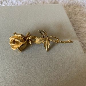Gold Stalk of Rose brooch/pin